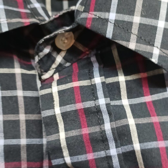 Plains Western Wear Shirt Men's Large Snap Pearl Buttons Blue Short Sleeve Plaid - Picture 5 of 11